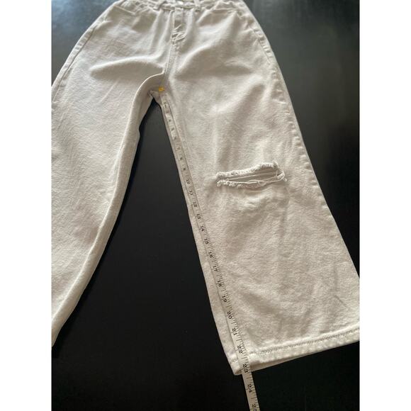 FUZZYKON White Distressed Wide Leg Denim Jeans sz M (24w) - Picture 10 of 12